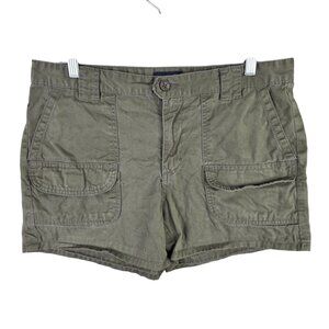Womens Sabree Olive Green Cargo Shorts 100% Cotton 5" Inseam Mid Rise Size 8